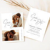 Boho Elegant Script-Foto Hochzeit speichern Datum Einladung