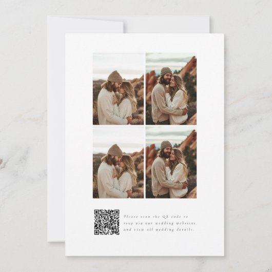 Boho Elegant Script QR Code Foto Hochzeit Einladung (Rückseite)