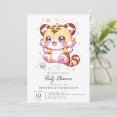 Boho Elegant Tiger Baby Shower Einladung (Stehend Vorderseite)