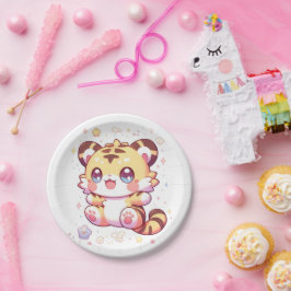 Boho Elegant Tiger Baby Shower Pappteller