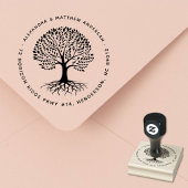 Boho Elegant Tree Roots Couple Name Rücksendeadres Gummistempel