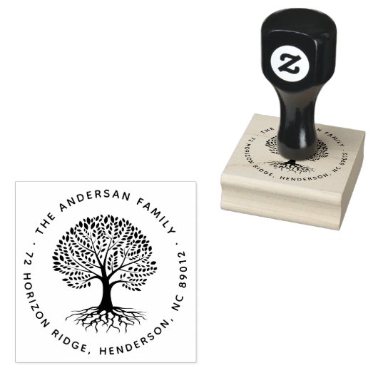 Boho Elegant Tree Roots Rücksendeadresse Gummistempel (Stempel)