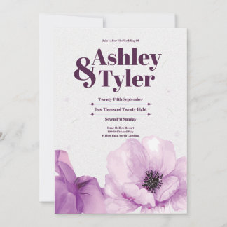 Boho Elegant Violet Pansy Watercolor Wedding Einladung