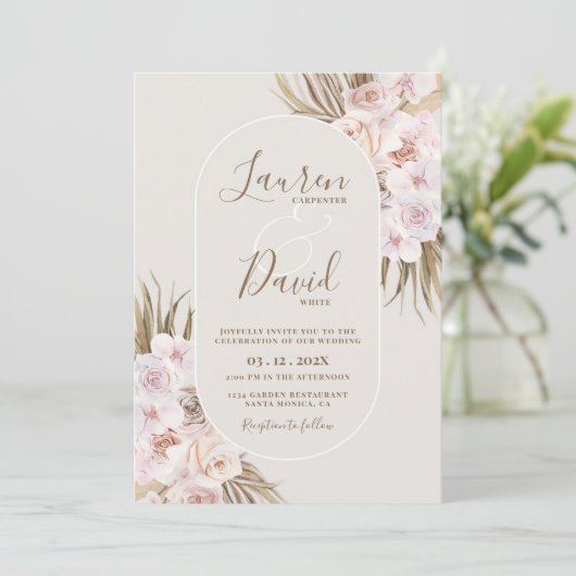 Boho Elegant Wedding Einladung (Stehend Vorderseite)