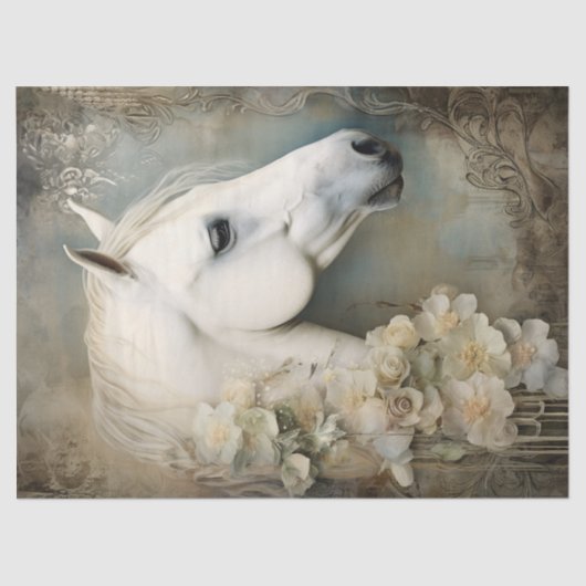 Boho Elegant White Horse Seidenpapier (Vorderseite)