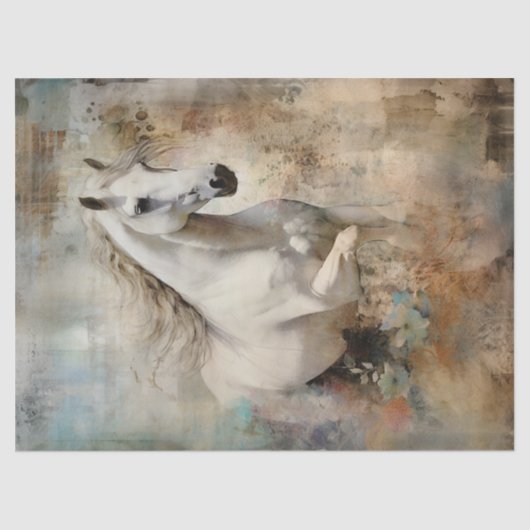 Boho Elegant White Horse Seidenpapier (Vorderseite)