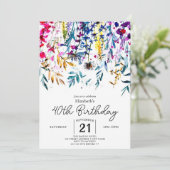 Boho Elegant Wildblumen 40. Geburtstag Einladung (Stehend Vorderseite)
