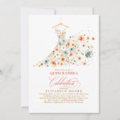 Boho Elegant Wildblumen Floral Fall Quinceanera Einladung (Vorderseite)