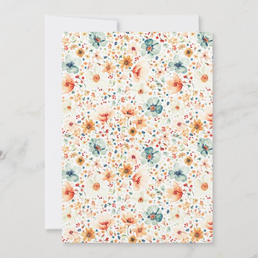 Boho Elegant Wildblumen Floral Fall Quinceanera Einladung (Rückseite)