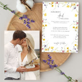 Boho Elegant Wildblumen Foto Hochzeit Einladung
