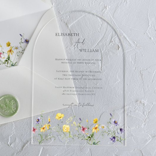 Boho Elegant Wildblumen Foto Hochzeit Einladung