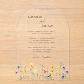 Boho Elegant Wildblumen Foto Hochzeit Einladung (Vorderseite)