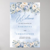 Boho Elegant Winterstaubblau und Elfenbeinblauer B Poster (Vorne)