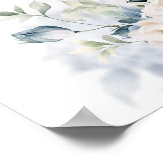 Boho Elegant Winterstaubblau und Elfenbeinblauer B Poster (Ecke)