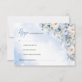 Boho Elegant Winterstaubblau und Elfenbeinblauer B RSVP Karte