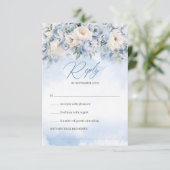 Boho Elegant Winterstaubblau und Elfenbeinblauer B RSVP Karte (Stehend Vorderseite)