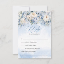 Boho Elegant Winterstaubblau und Elfenbeinblauer B RSVP Karte