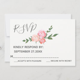 Boho elegante Aquarellfarben Rose Hochzeit RSVP Einladung