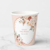 Boho Elegante Florale Babyparty Pappbecher (Vorderseite)