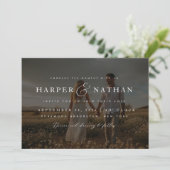 Boho Elegante Foto-Overlay RSVP QR-Code Hochzeit Einladung (Stehend Vorderseite)