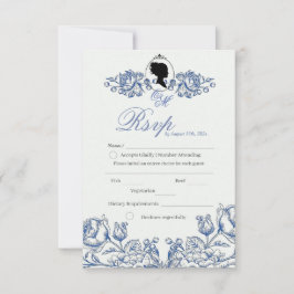 Boho Elegante Garden Flora Dusty Blue UAWG RSVP Karte