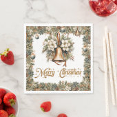 Boho Elegante Grünpflanzen und goldene Weihnachtsg Serviette (Beispiel)