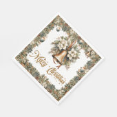 Boho Elegante Grünpflanzen und goldene Weihnachtsg Serviette (Ecke)