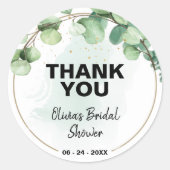 Boho elegante moderne Grünanlage Eukalyptus Hochze Runder Aufkleber (Vorderseite)