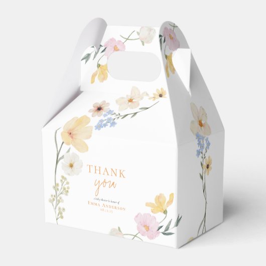 Boho elegante Pastel Wildblumen Babydusche Geschenkschachtel (Vorderseite)