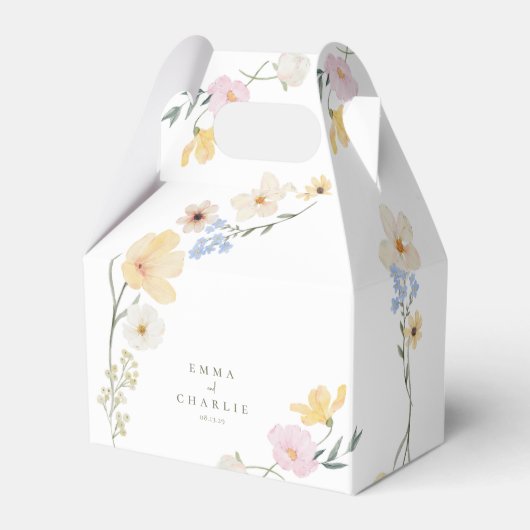 Boho elegante Pastel Wildblumen Hochzeit Geschenkschachtel (Vorderseite)