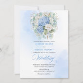 Boho Elegante Pastellblaue Hortensien Hochzeit Einladung (Vorderseite)