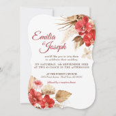 Boho elegante rote Orchideen Fall Brauch Wedding I Einladung (Vorderseite)