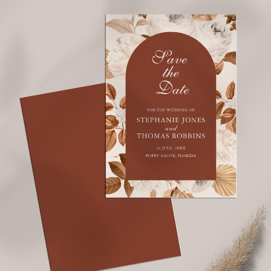 Boho Elegante Terracotta Save the Date Karte