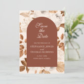 Boho Elegante Terracotta Save the Date Karte (Stehend Vorderseite)