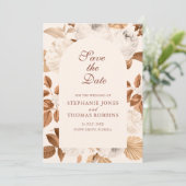 Boho Elegante Terracotta Save the Date Karte (Stehend Vorderseite)
