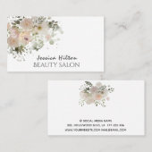 Boho elegante, weiche, rosa Aquarellblüte Visitenkarte (Vorne/Hinten)