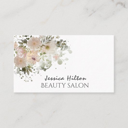 Boho elegante, weiche, rosa Aquarellblüte Visitenkarte (Vorderseite)