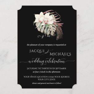 BOHO Elegante White Orchid Tropical Wedding Einladung
