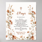 Boho elegante Wildblume Dusty Rose Taufe Gebet Poster (Vorne)