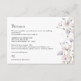 Boho Elegante Wildblume Wedding Details Card Begleitkarte