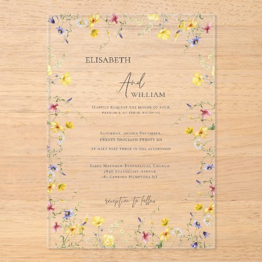 Boho Elegante Wildblumen Hochzeit Einladung (Vorderseite)