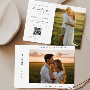 Boho-Elegantes-Script-QR-Code-Foto-Budget-Hochzeit Einladung