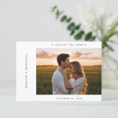 Boho-Elegantes-Script-QR-Code-Foto-Budget-Hochzeit Einladung (Stehend Vorderseite)