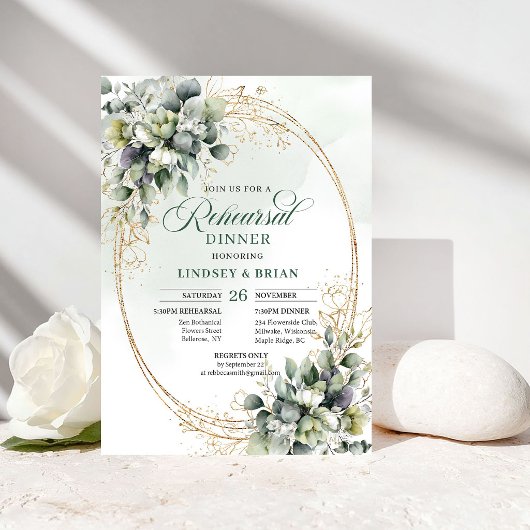 Boho-Eleganz Probedinner Wasserfarbe Eukalyptus Einladung