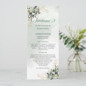 Boho Eleganz Salbei Grün Eukalyptus Hochzeitsprogr Programm (Stehend Vorderseite)