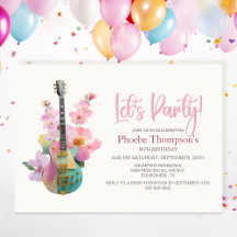 Boho-Elektrogitarre Pink Floral Geburtstag für jed