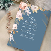Boho Elemental Blue Peonies Save the Date Card
