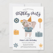 Boho Elephant 6. Geburtstagsparty Einladung (Vorderseite)