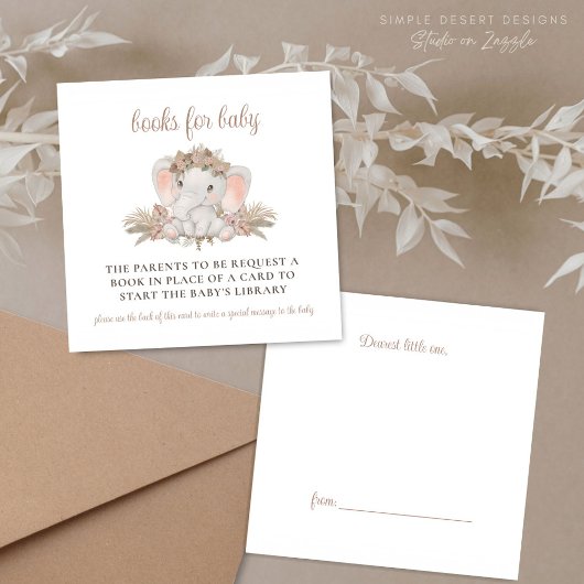 Boho Elephant Baby Showbuchanfrage Begleitkarte