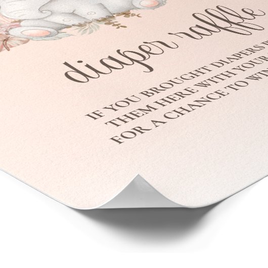 Boho Elephant Baby Showdiaper Raffle-Zeichen Poster (Ecke)